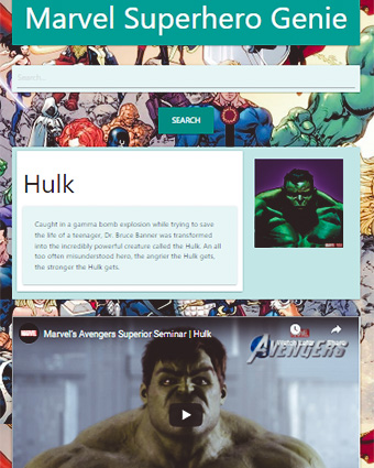 Screenshot of Marvel Superhero app